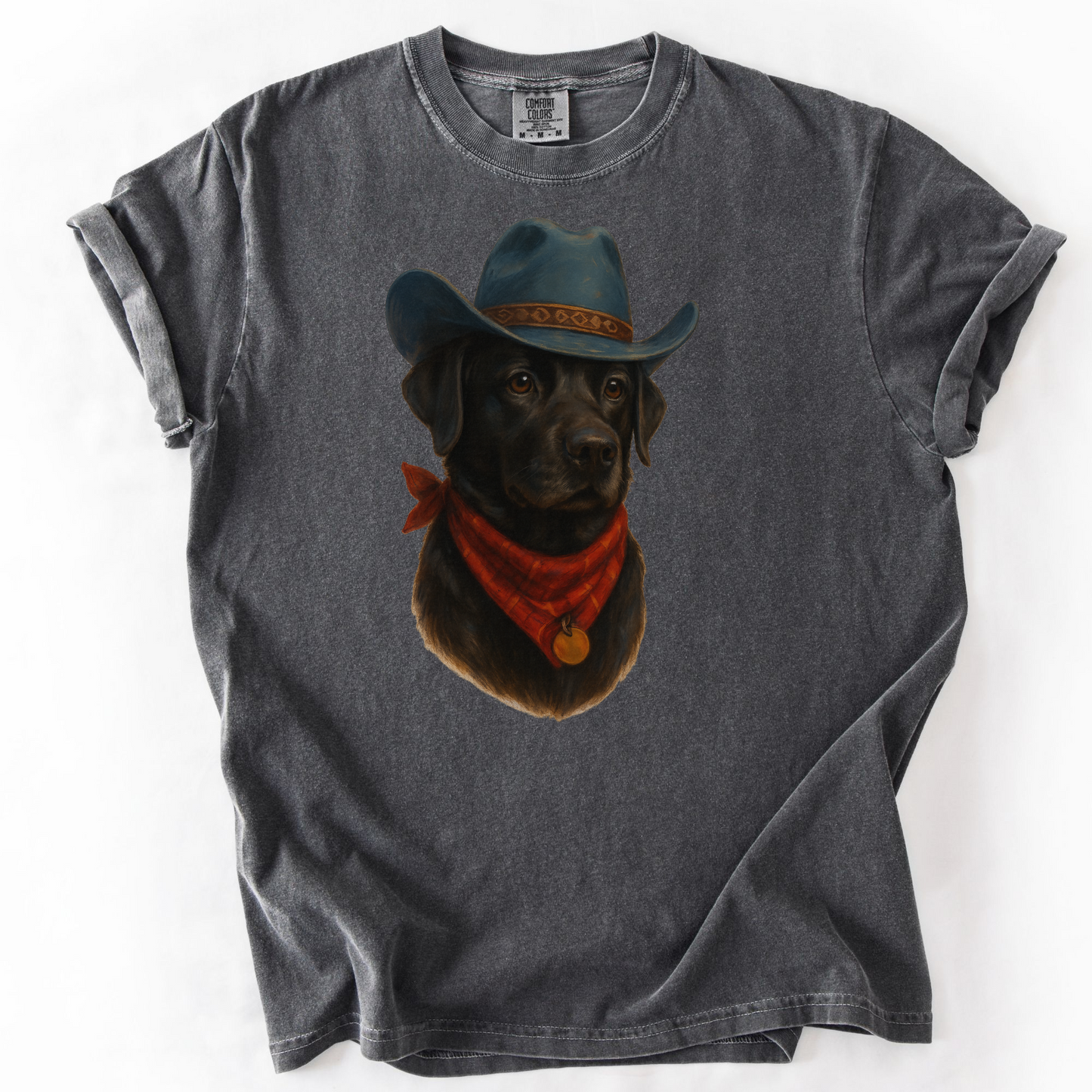 Custom Cowboy Dog Shirt Personalized Western Pet Portrait Comfort Colors Tee