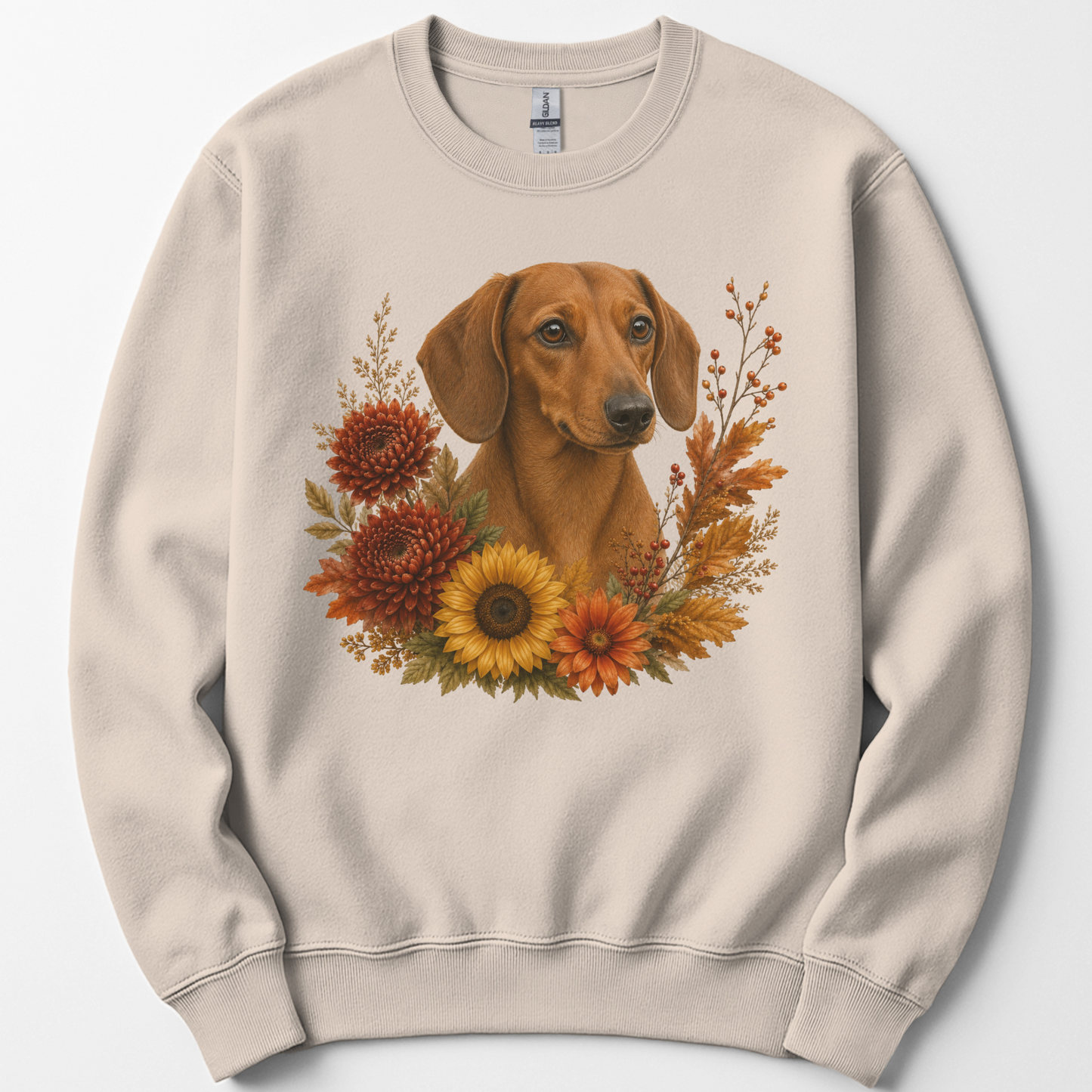 Red Dachshund Autumn Floral Sweatshirt