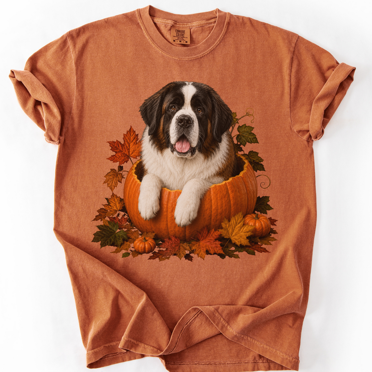 Personalized Dog Photo Fall Pumpkin Shirt Custom Pet Comfort Colors Tee