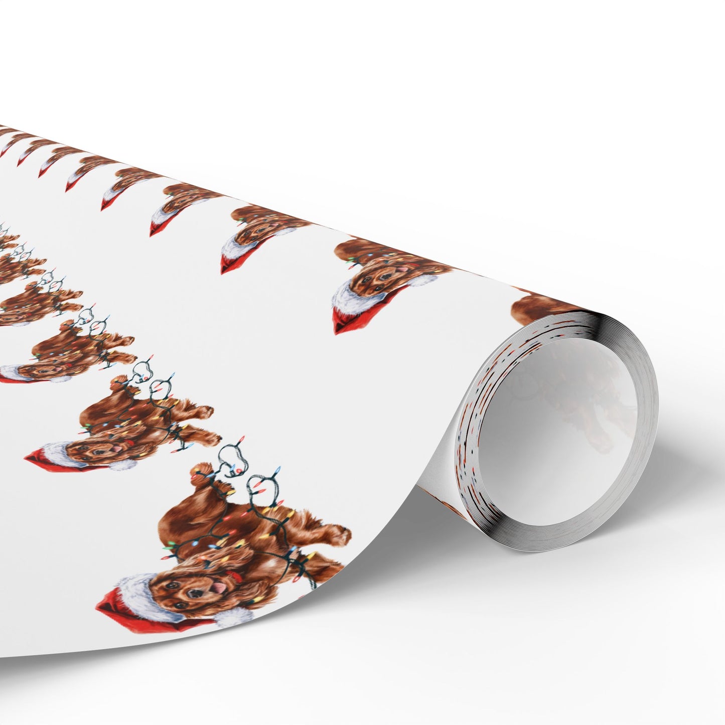 Ruby Cavalier King Charles Spaniel Christmas Lights Wrapping Paper
