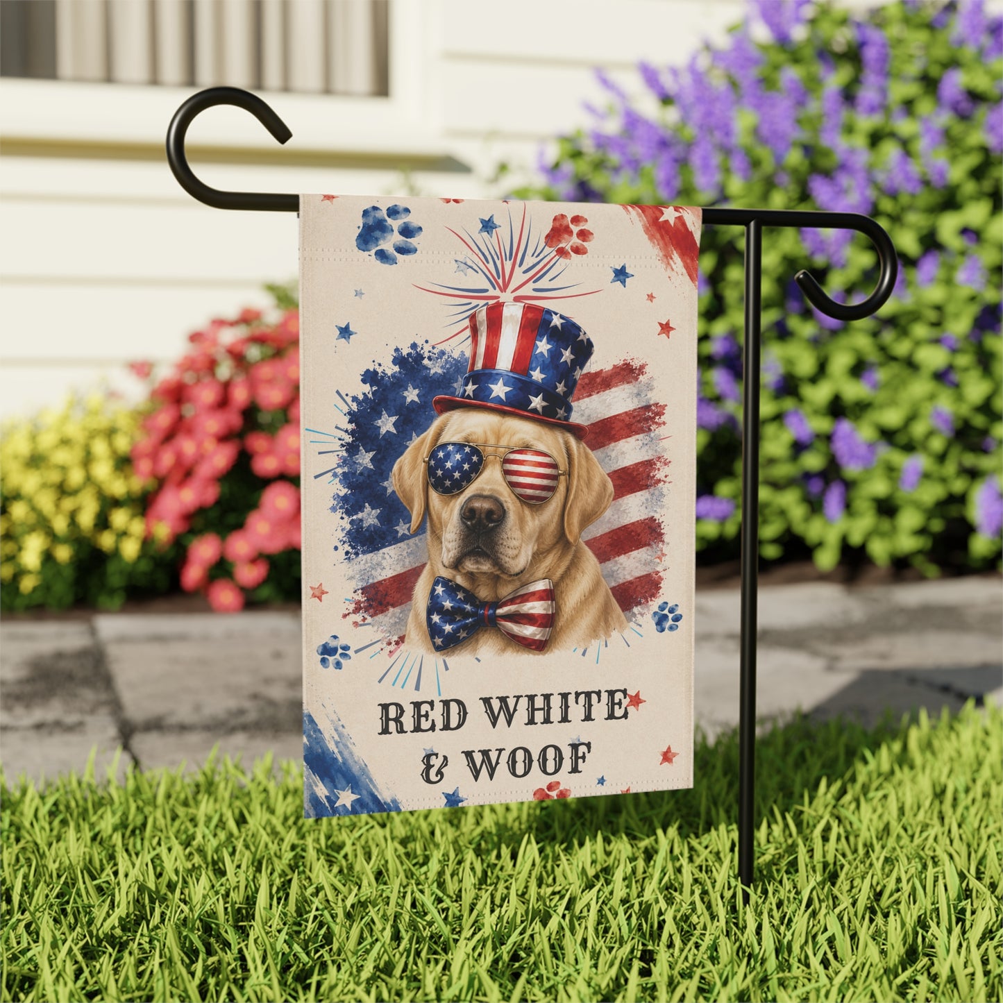 Patriotic Yellow Lab Garden Flag