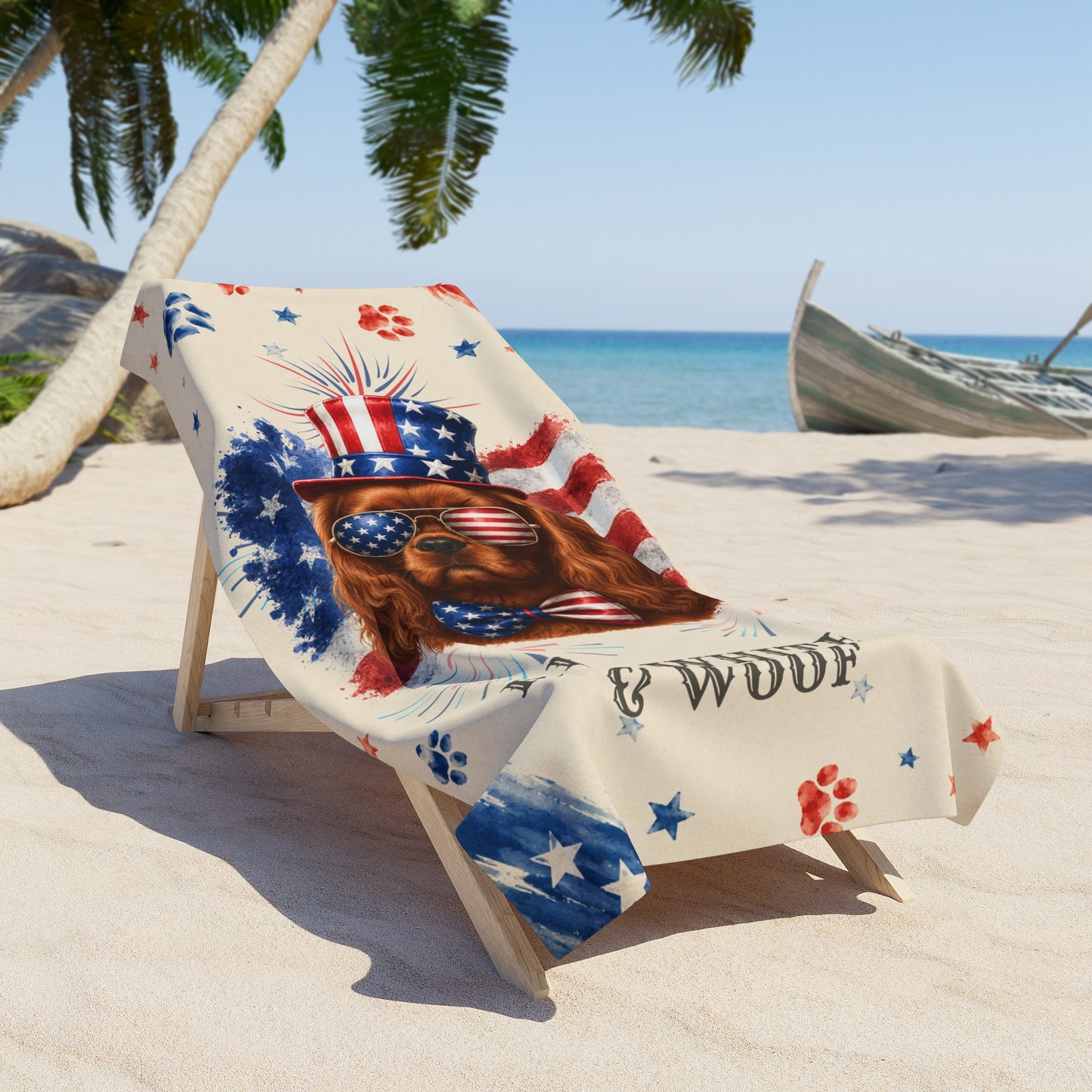 Ruby Cavalier Patriotic Beach Towel