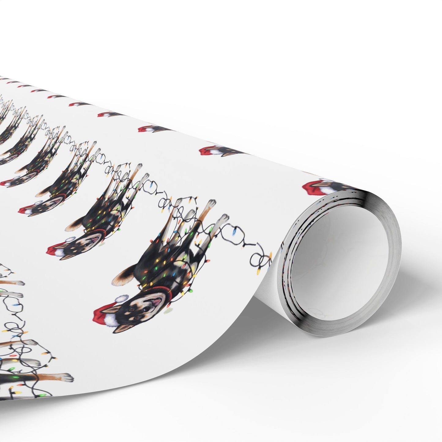 Black Shiba Inu Christmas Lights Wrapping Paper