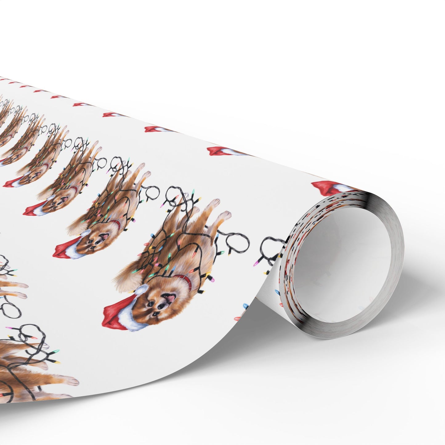 Pomeranian Christmas Lights Wrapping Paper