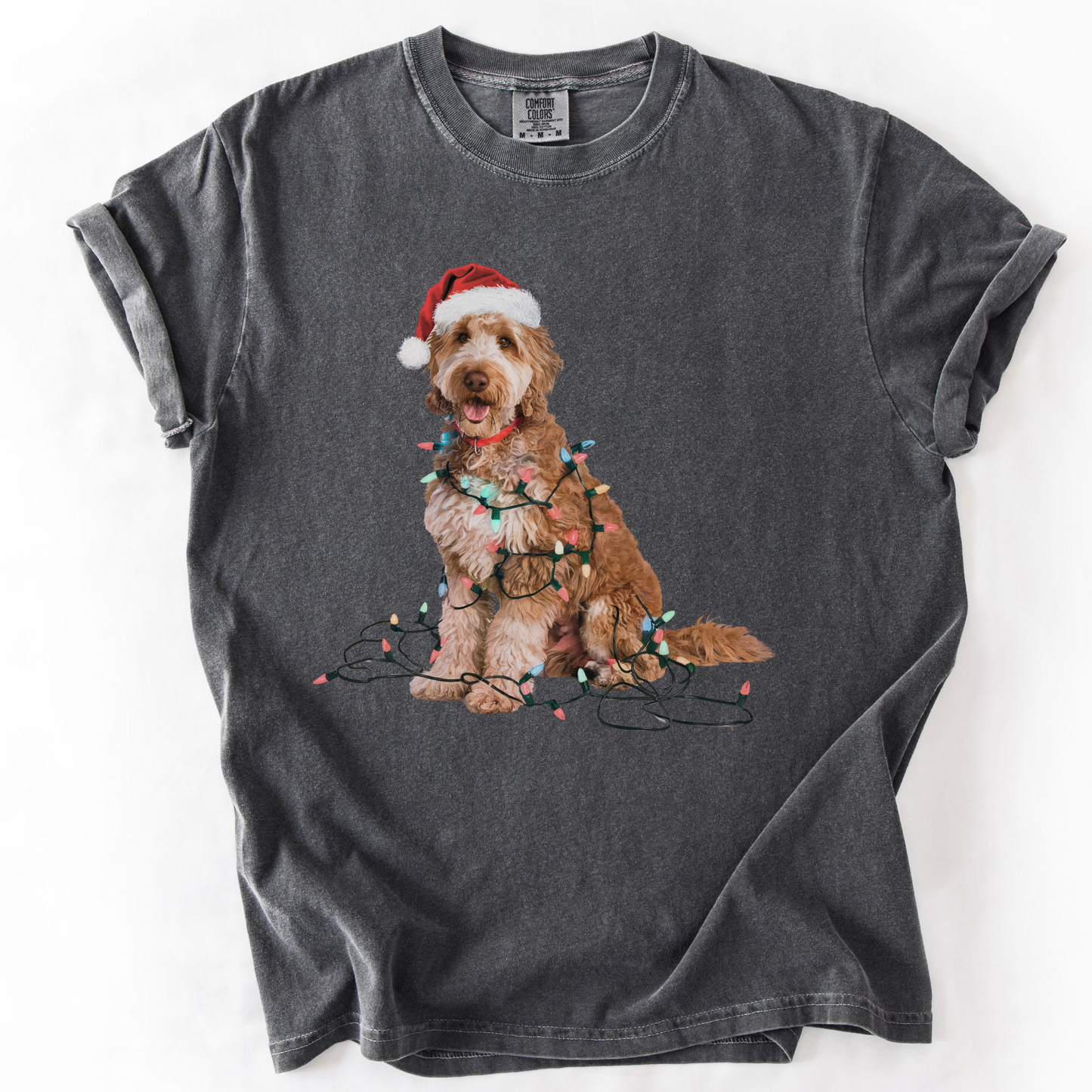 Christmas Goldendoodle Shirt, Christmas Lights Dog Tee, Christmas Dog Tee, Goldendoodle Mom Tshirt, Gift for Dog Lover, Goldendoodle