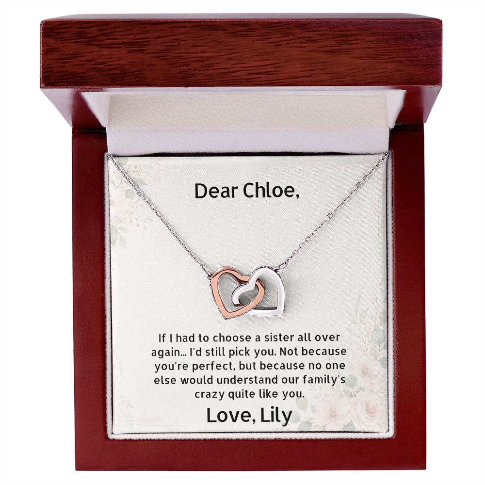 Personalized Sister Gift Necklace | Custom Message Card Jewelry