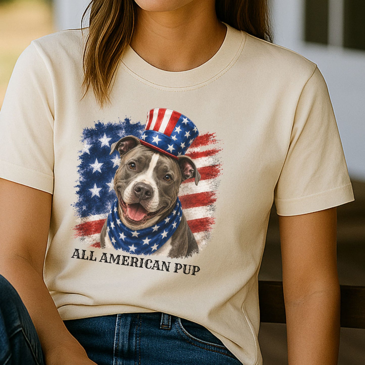 Patriotic Pitbull Tee, All American Pup Shirt