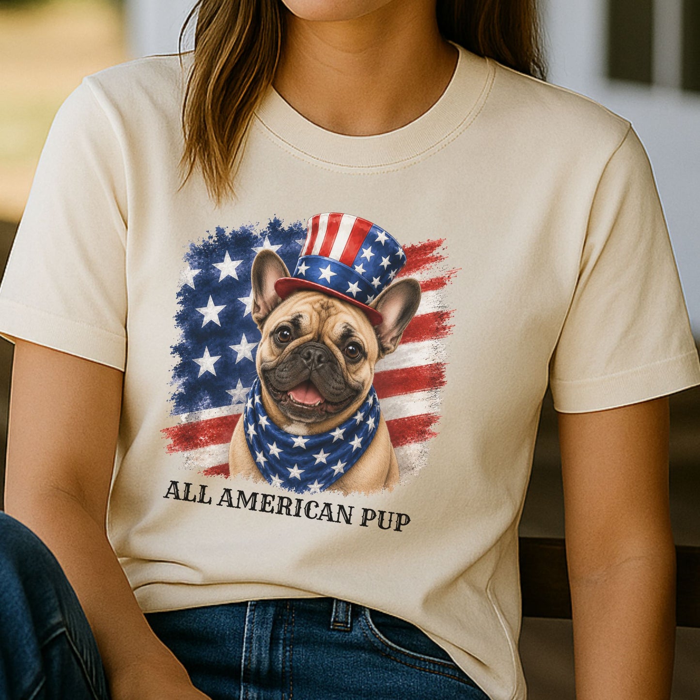 Patriotic French Bulldog All American Pup Shirt