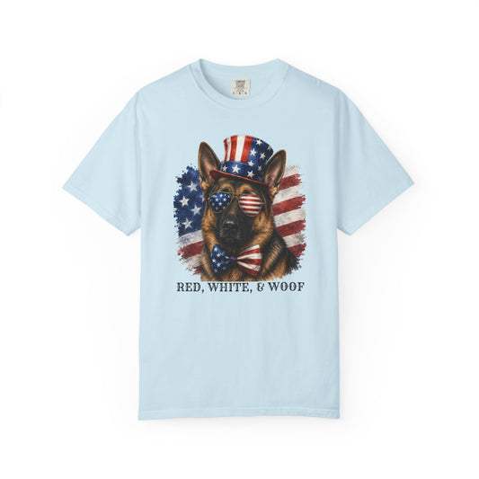 Patriotic German Shepherd Red White & Woof Shirt