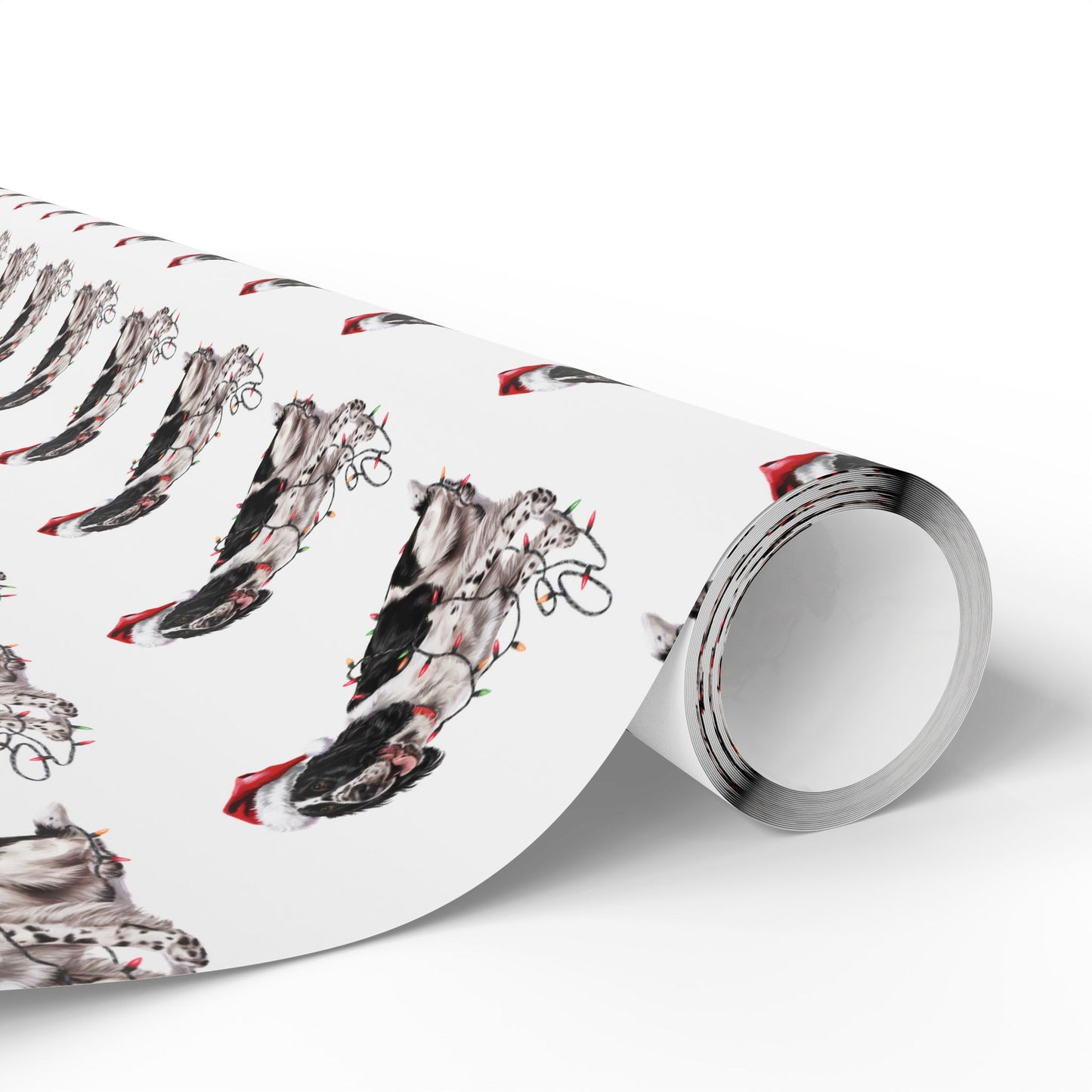 Black Springer Spaniel Christmas Lights Wrapping Paper