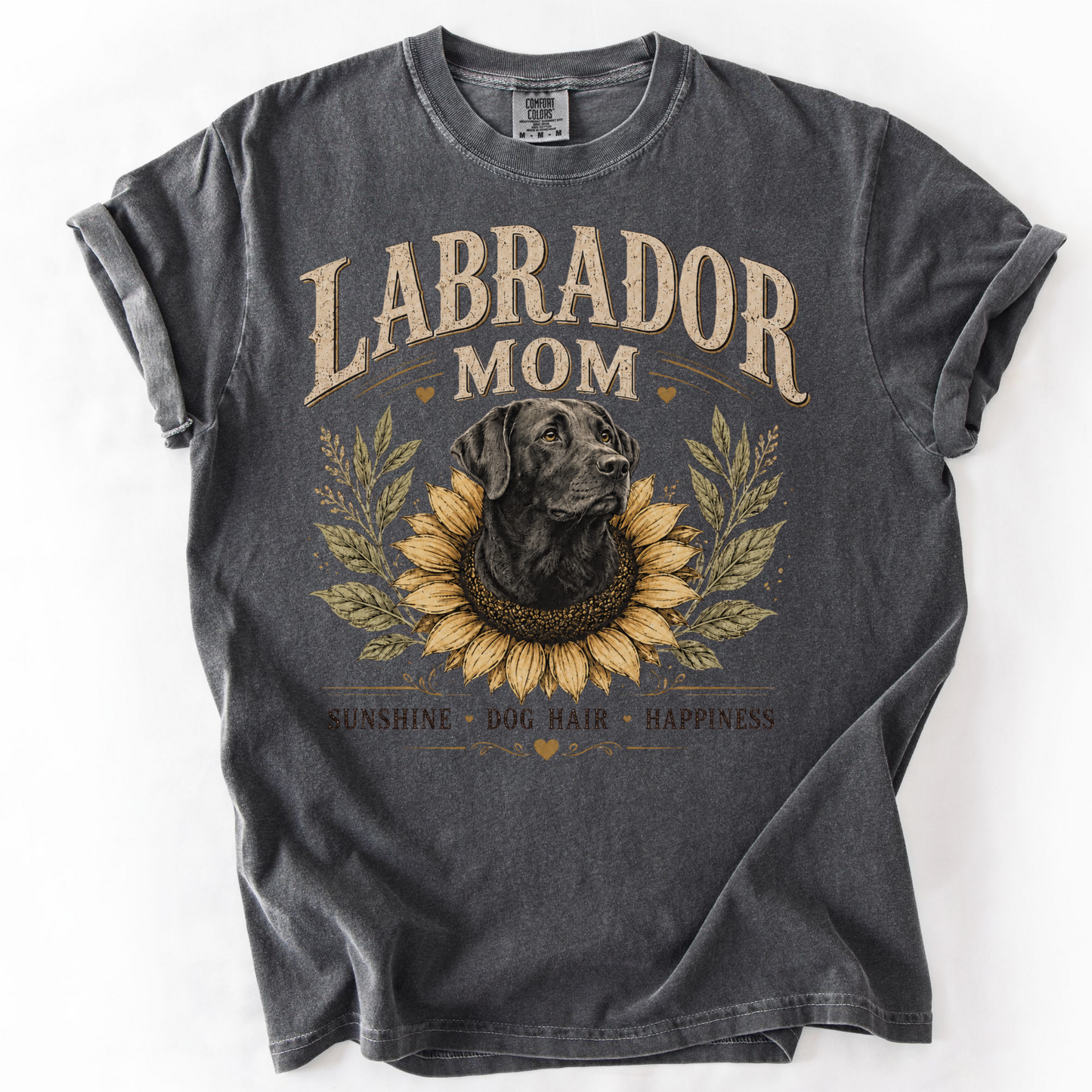 Labrador Mom Sunflower Shirt, Vintage Black Lab Mom Tee, Sunshine Dog Hair Happiness Gift