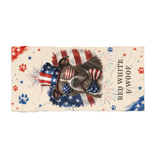 Pitbull Patriotic Beach Towel