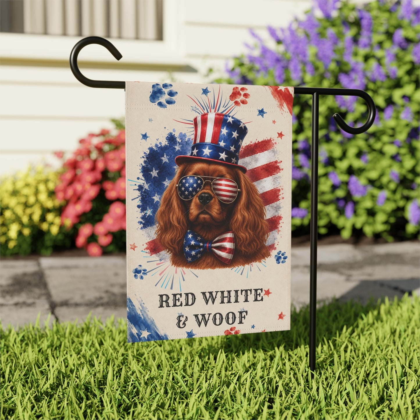 Patriotic Ruby Cavalier Garden Flag