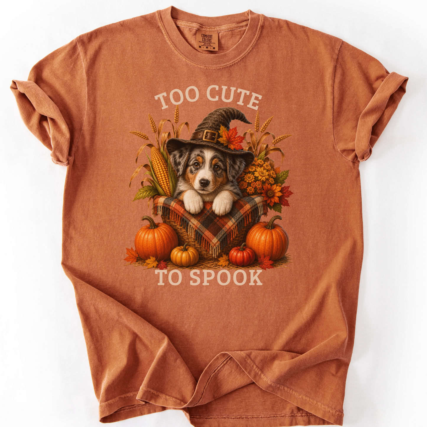 Australian Shepherd Halloween Shirt, Too Cute To Spook Fall Dog Lover Tee