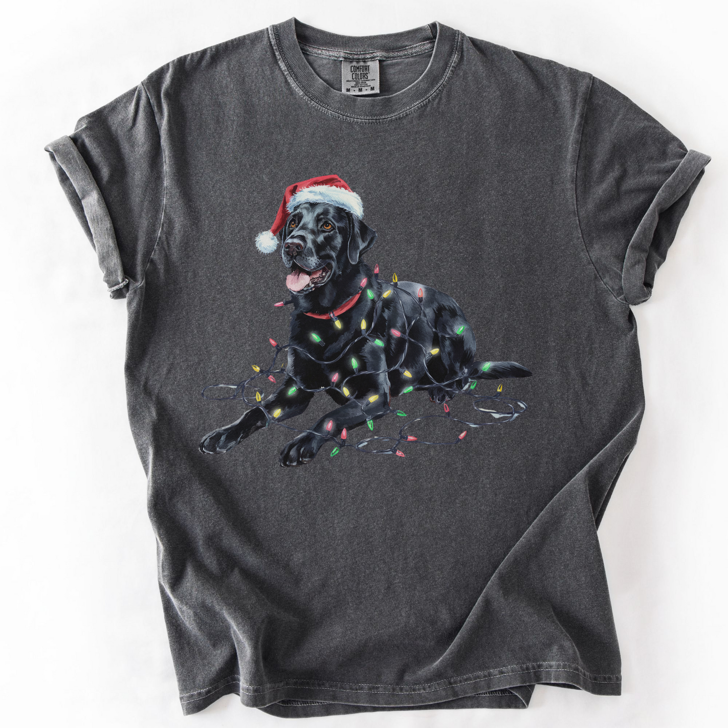 Christmas Black Labrador Shirt, Christmas Lights Dog Tee, Christmas Dog Tee, Lab Mom Tshirt, Gift for Dog Lover, Black Lab