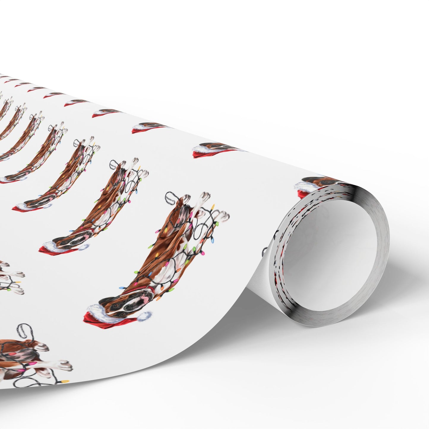 Boxer Christmas Lights Wrapping Paper