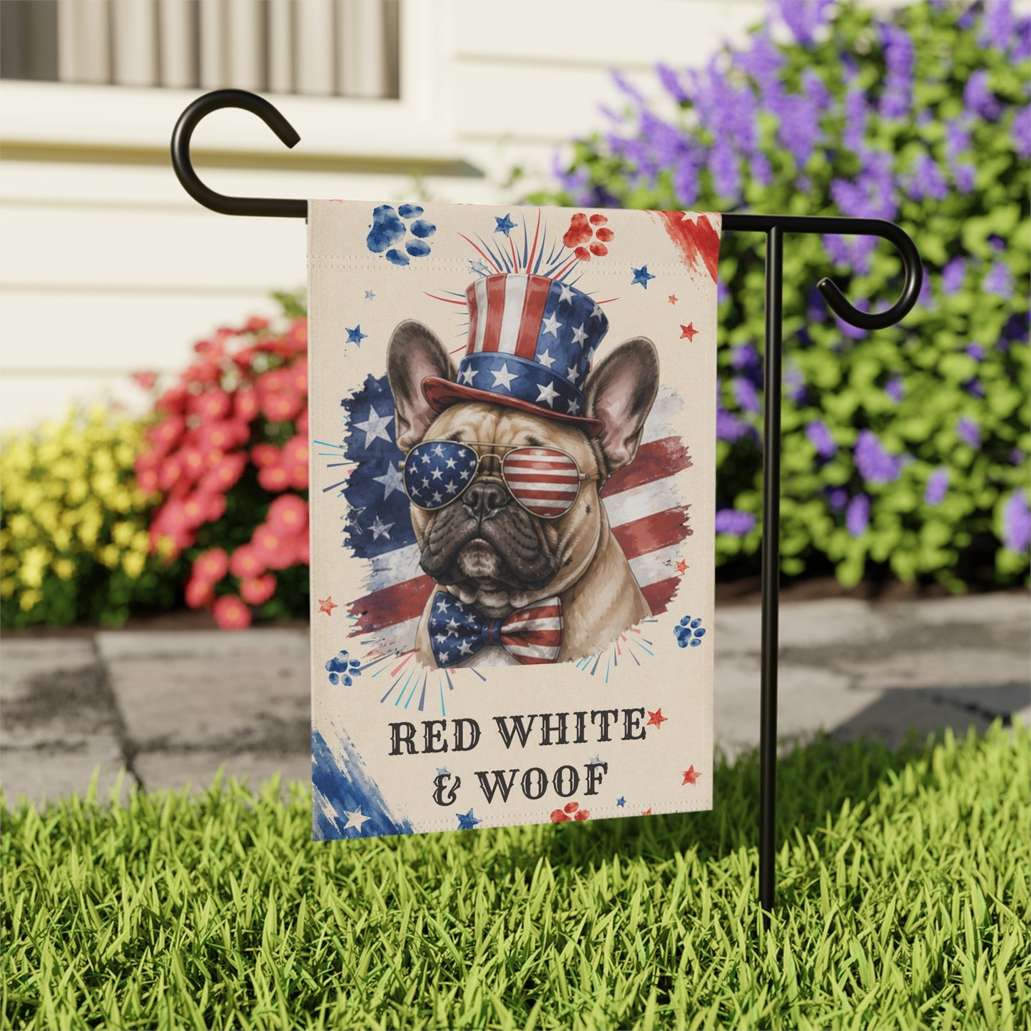 Patriotic French Bulldog Garden Flag
