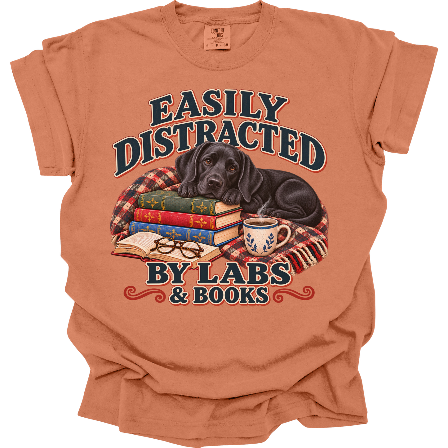Black Lab Shirt, Easily Distracted by Labs and Books, Labrador Mom Book Lover Tee