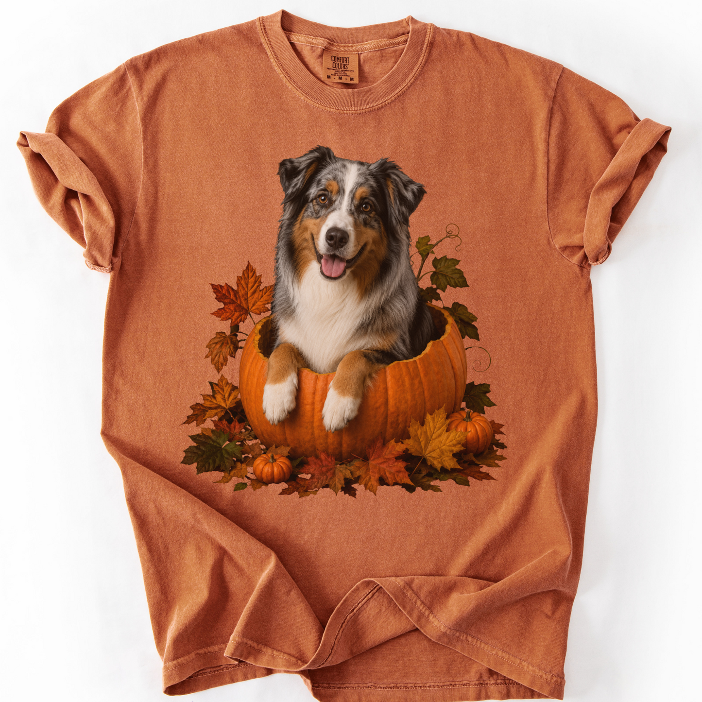 Australian Shepherd Pumpkin Shirt Fall Dog Lover Autumn Comfort Colors Graphic Tee Gift Apparel