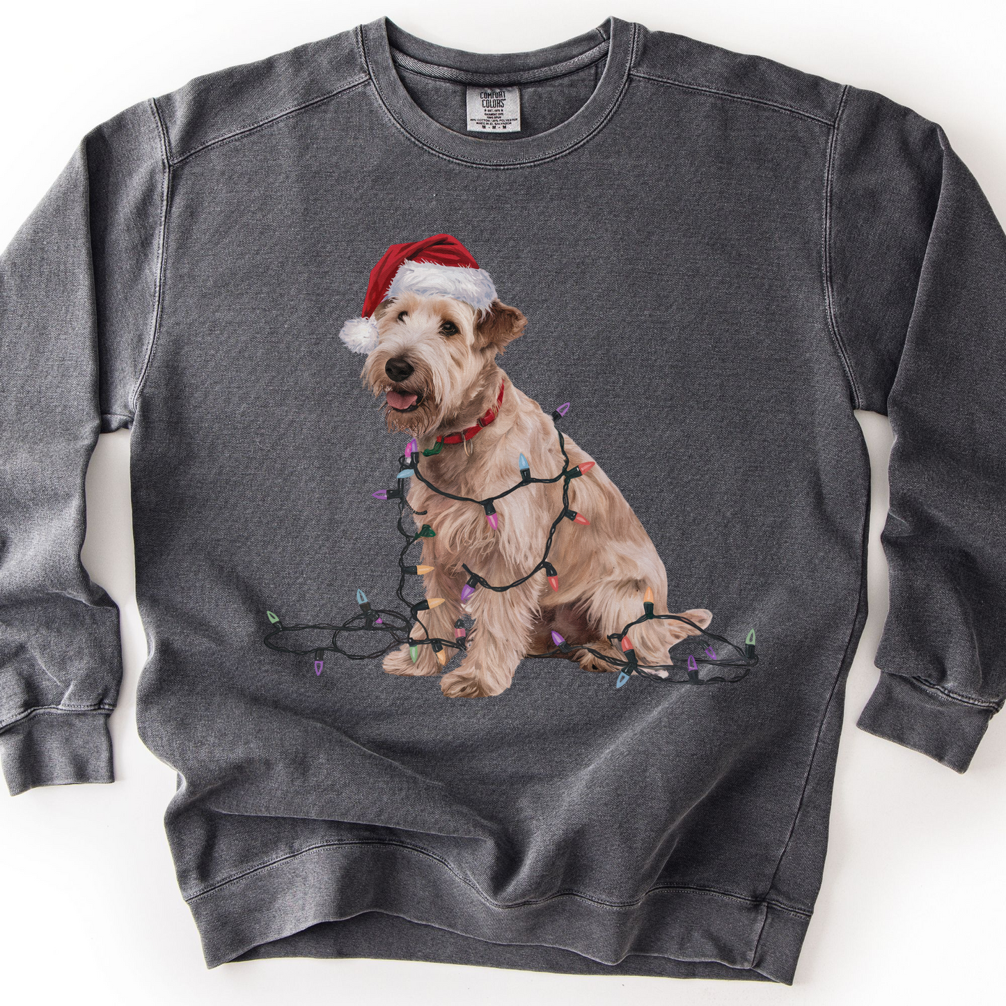 Soft Coated Wheaten Terrier Christmas Lights Sweatshirt, Festive Dog Mom Apparel
