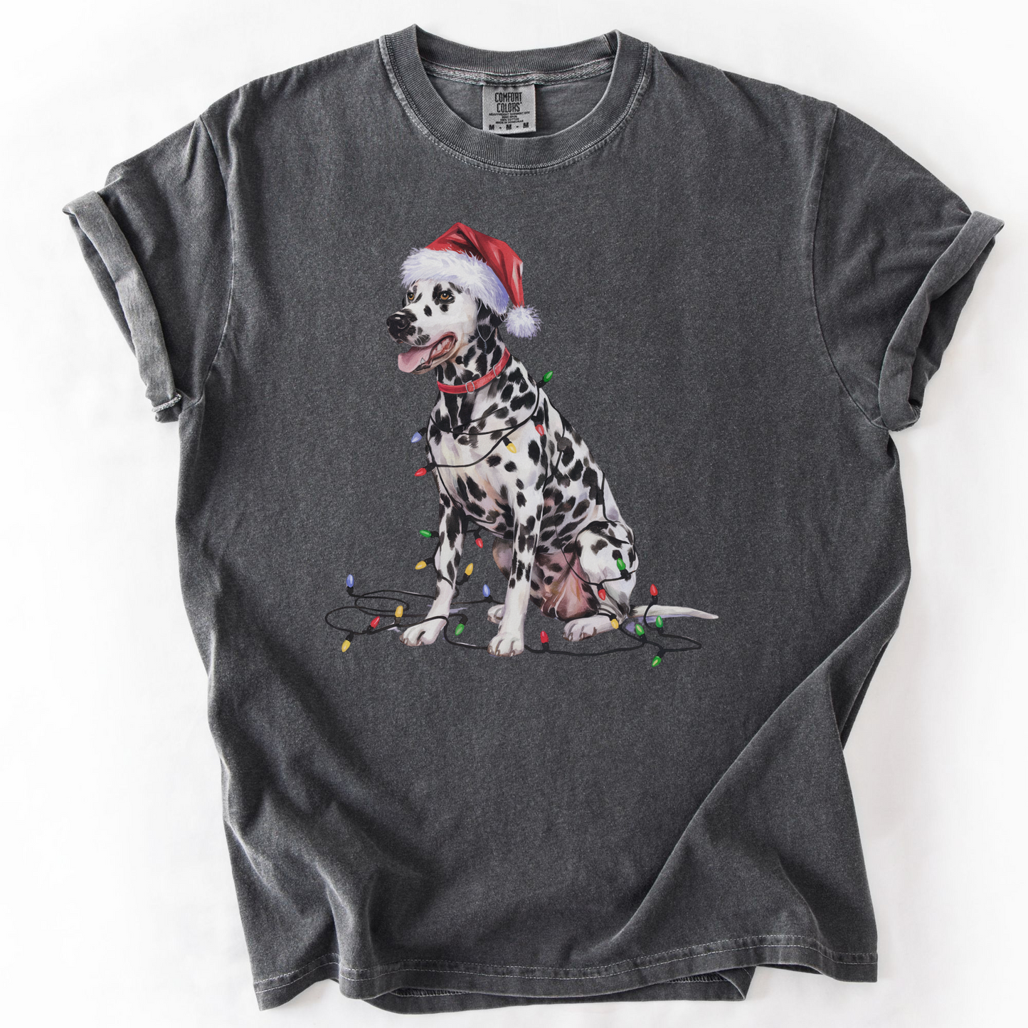 Dalmatian Christmas Lights Shirt, Festive Holiday Tee for Spotty Dog Lovers
