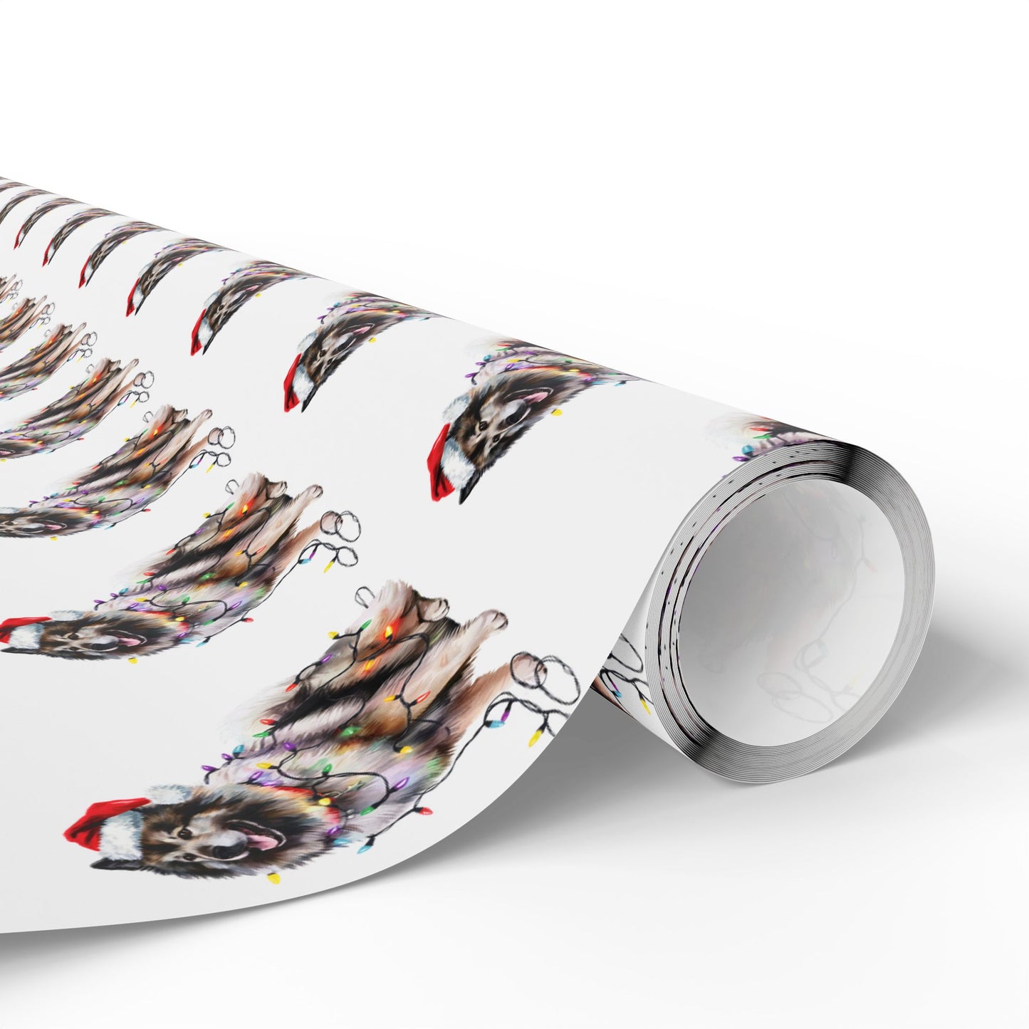Keeshond Christmas Lights Wrapping Paper