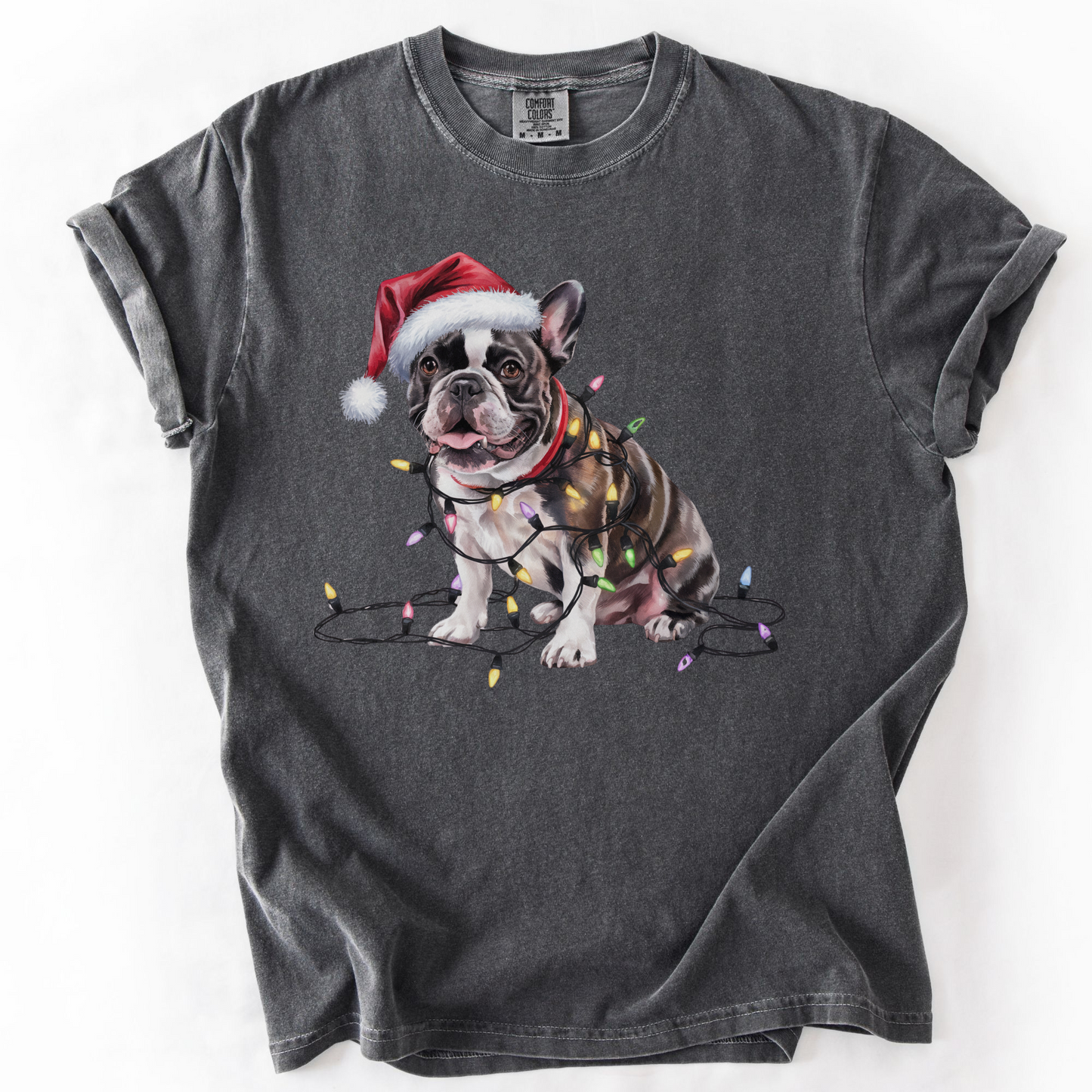 Christmas French Bulldog Shirt, Christmas Lights Dog Tee, Christmas Dog Tee, French Bulldog Mom Tshirt, Gift for Dog Lover, French Bulldog