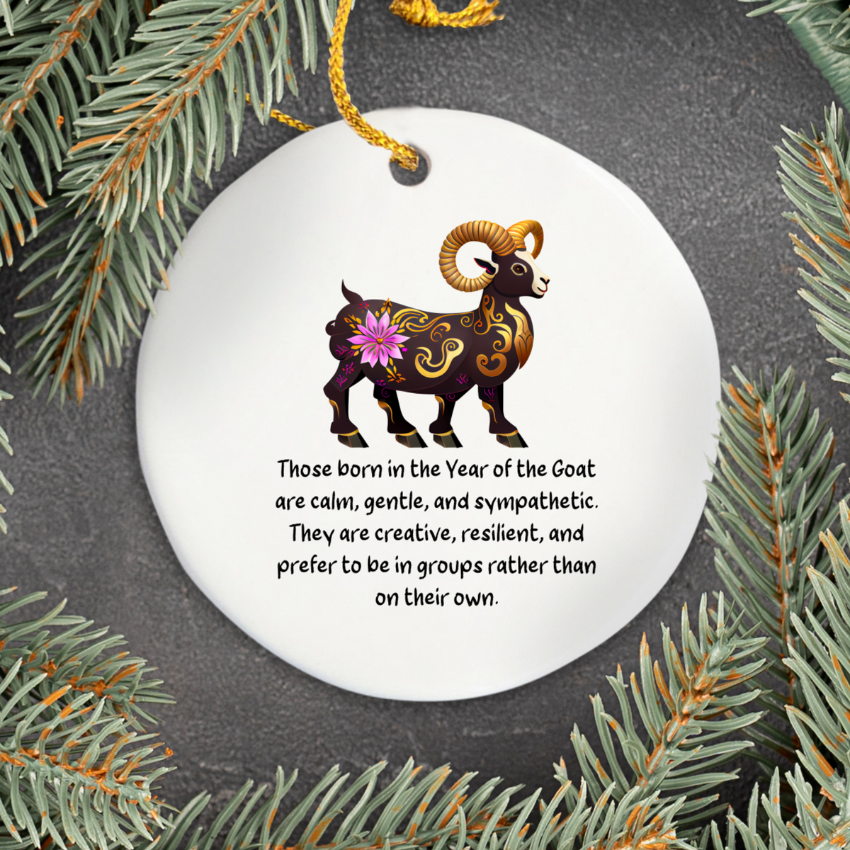 Chinese Zodiac Goat Ornament, Year of the Goat Horoscope Gift for Lunar New Year