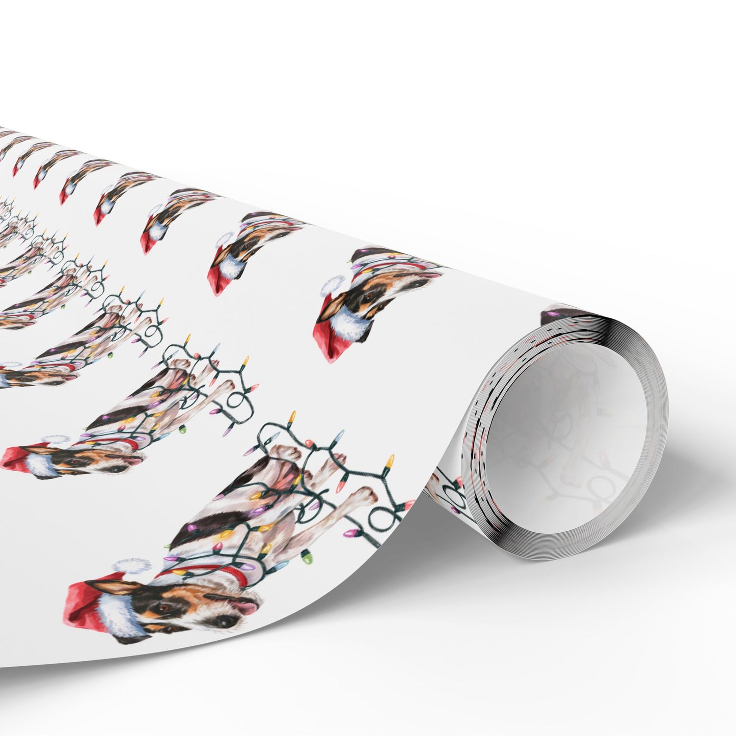 Rat Terrier Christmas Lights Wrapping Paper