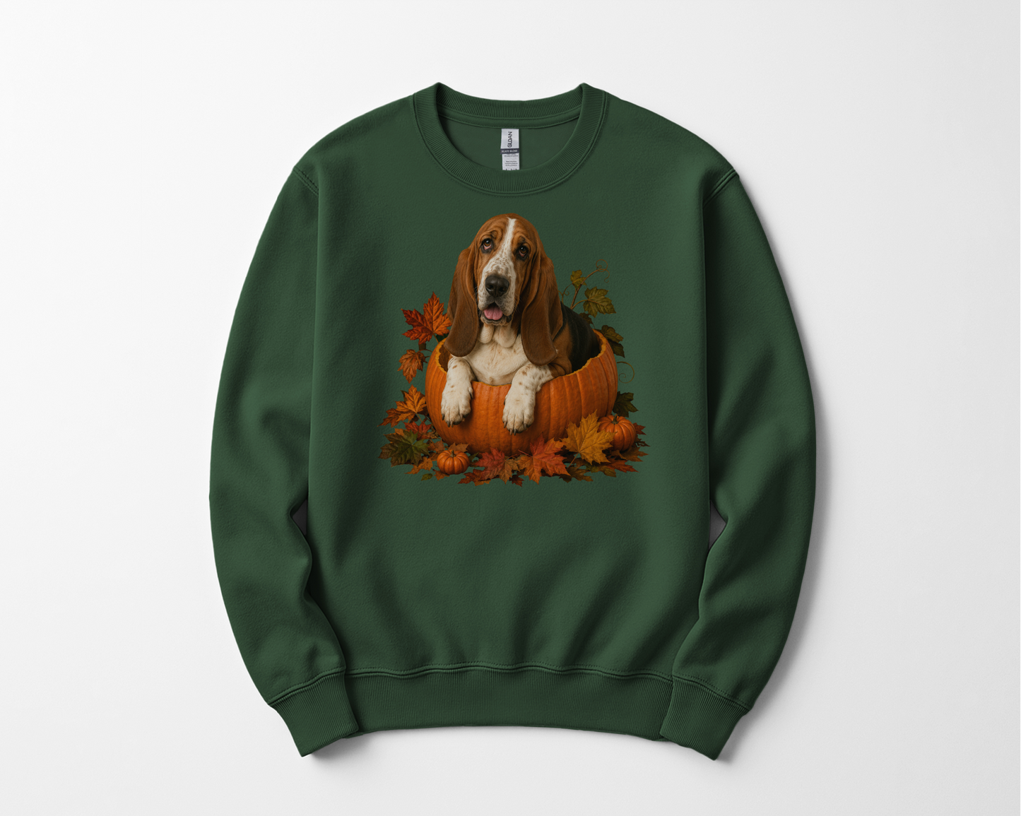 Basset Hound Pumpkin Sweatshirt Fall Dog Lover Autumn Puppy Crewneck Cozy Gift Pullover Apparel