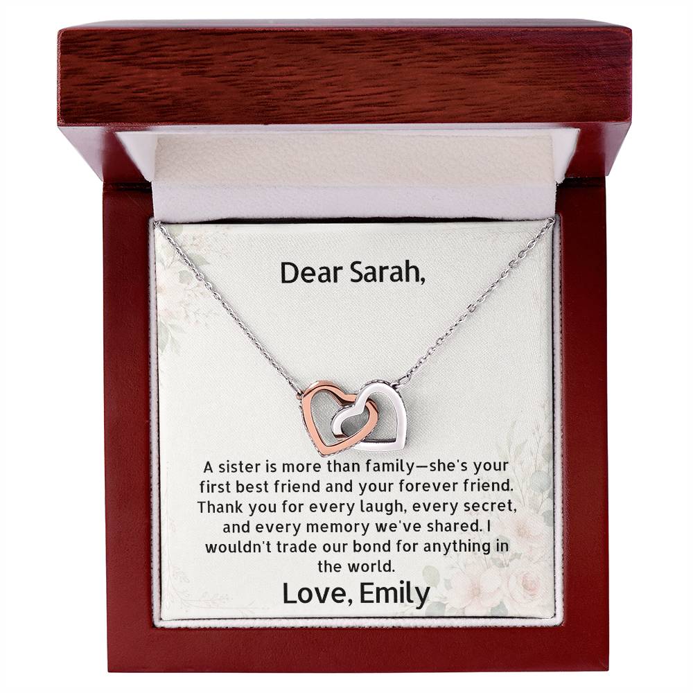 Personalized Sister Gift Necklace | Custom Message Card Jewelry