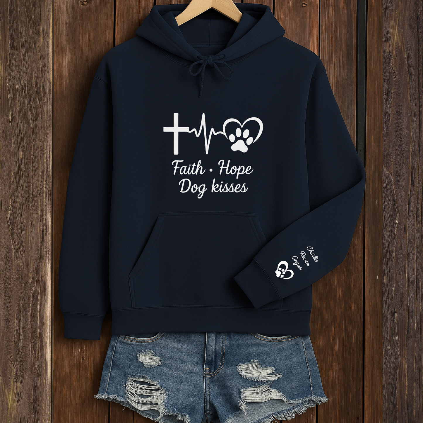 Customized Faith Hope Dog Kisses Unisex Heavy Blend™ Hooded Sweatshirt