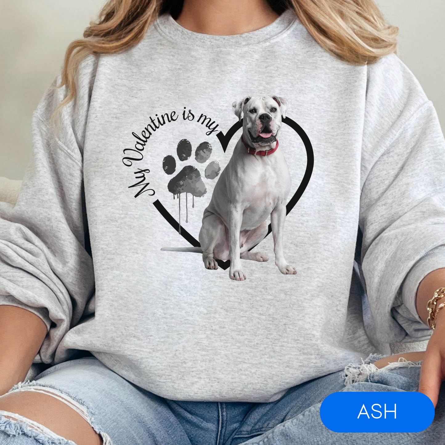 Valentine Boxer Sweatshirt, Boxer Mom, Valentine Heart Dog Sweatshirt, Gift for Dog Lover, Valentine Dog, Boxer