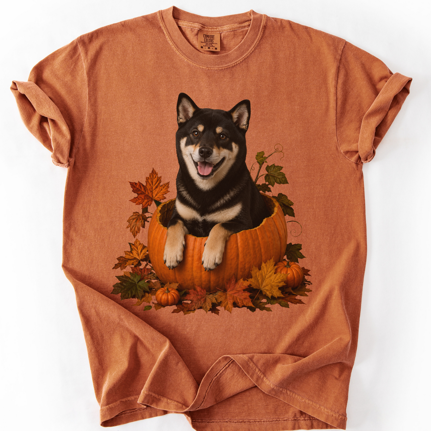 Black Shiba Inu Pumpkin Shirt, Cute Fall Dog Lover T-Shirt for Shiba Moms and Dads