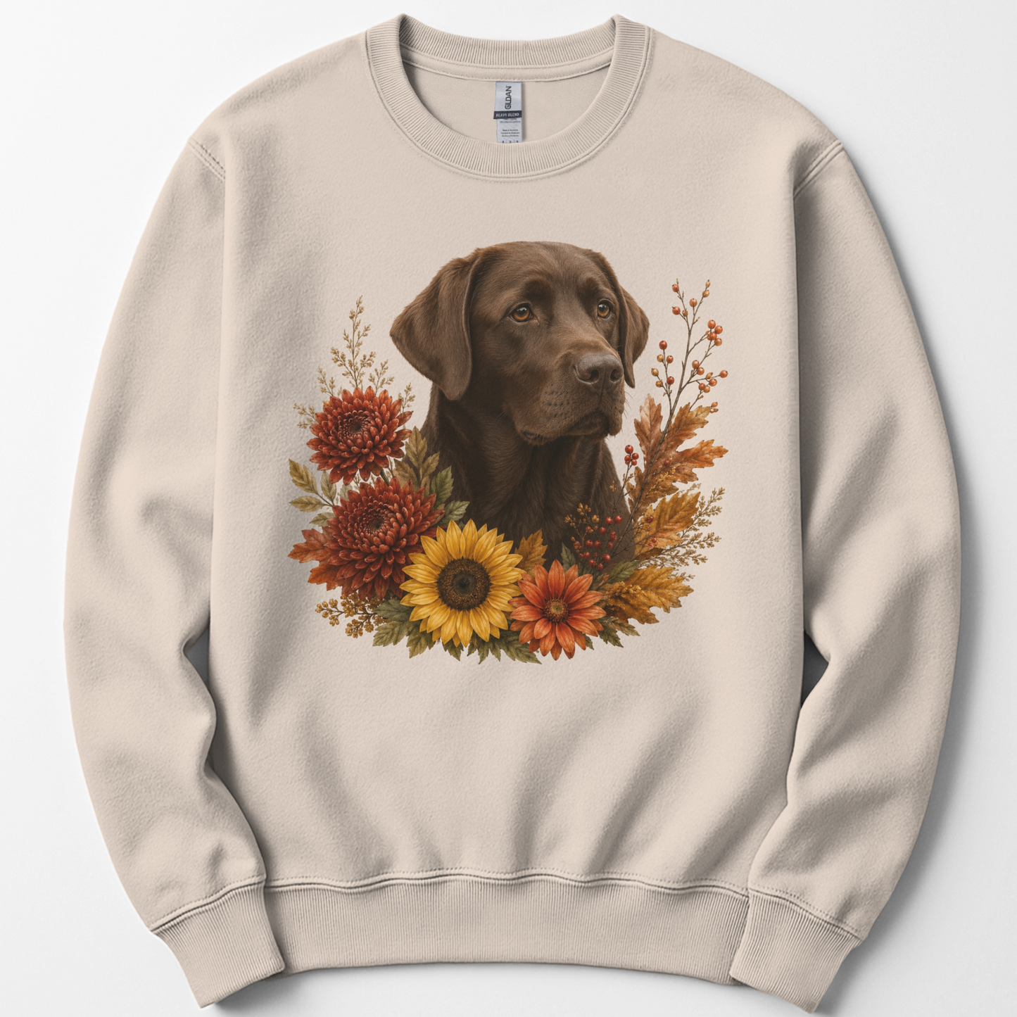 Chocolate Labrador Autumn Floral Sweatshirt