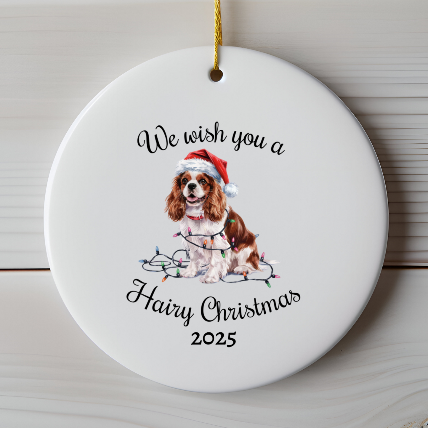 Christmas Cavalier King Charles Spaniel Ornament, Christmas Lights Dog Keepsake