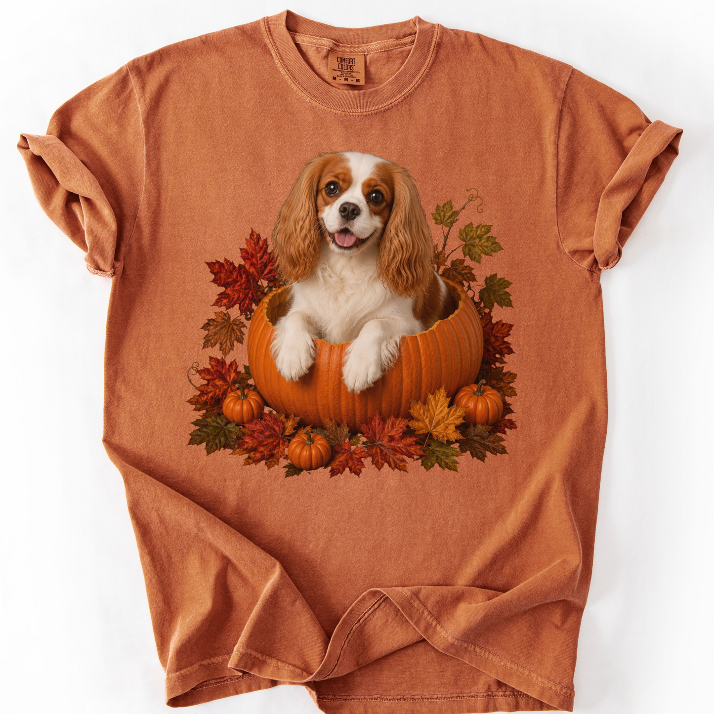 Blenheim Cavalier Pumpkin Shirt Fall Dog Lover Autumn Comfort Colors Graphic Tee Gift Apparel