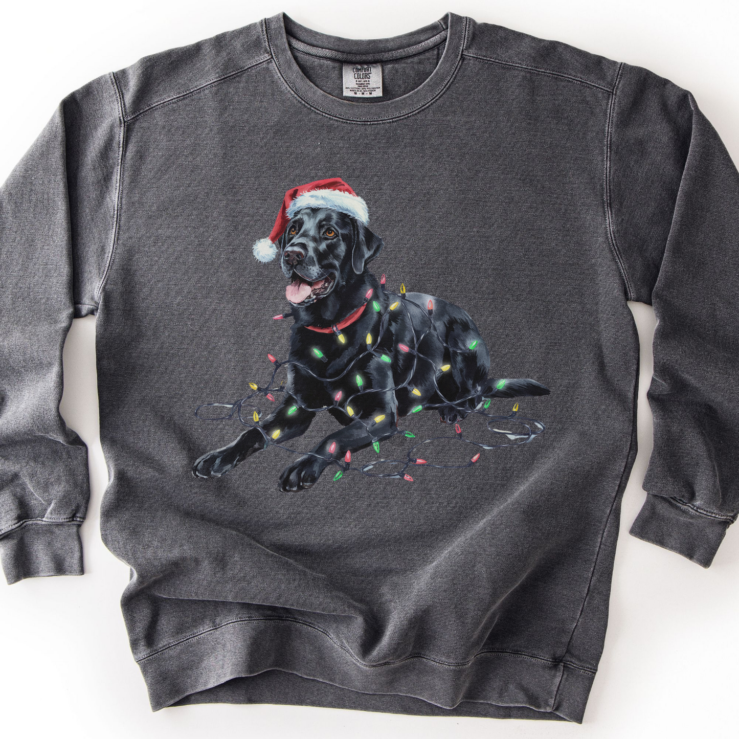 Black Lab Christmas Lights Sweatshirt