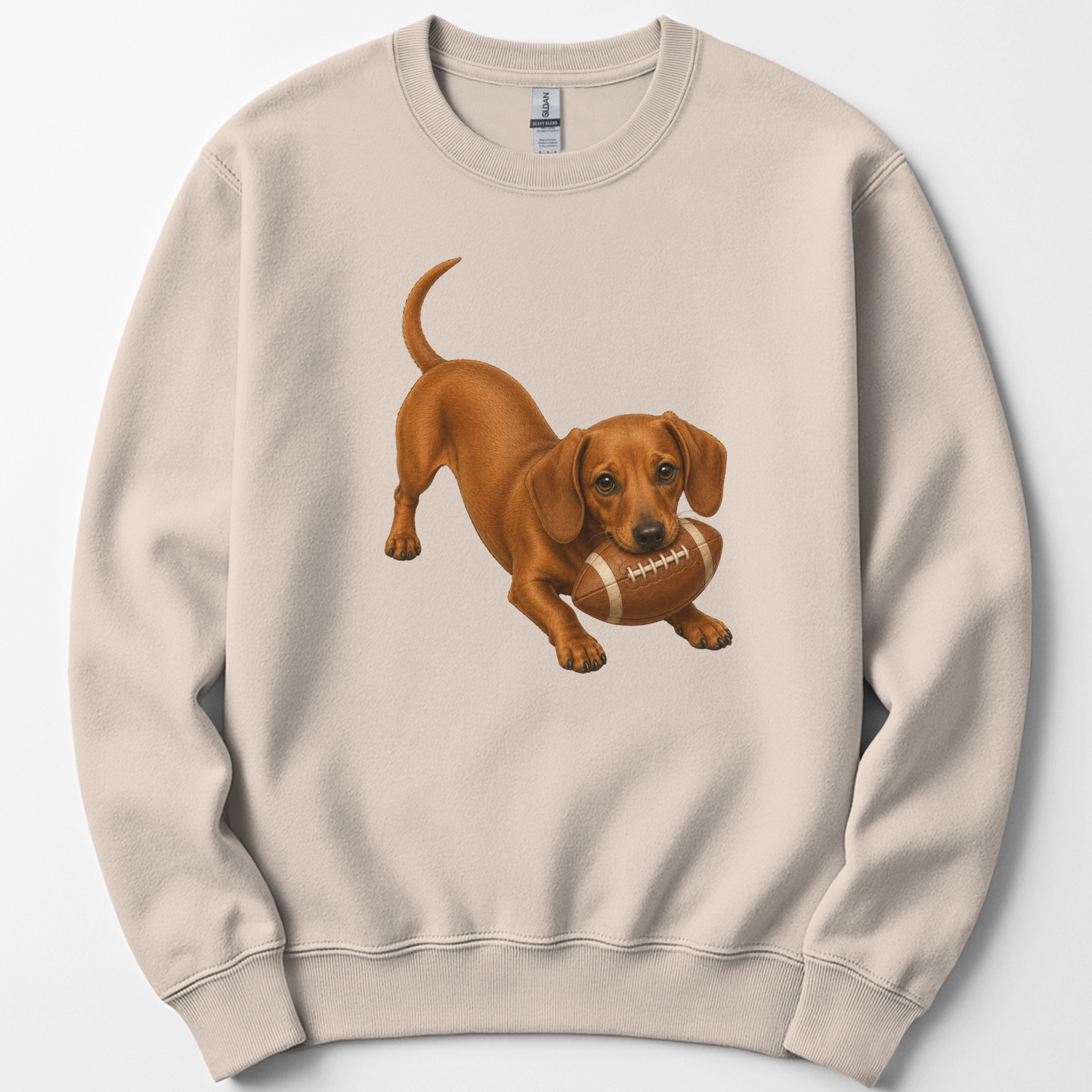 Red Dachshund Football Sweatshirt Dog Lover Game Day Crewneck Doxie Mom Gift