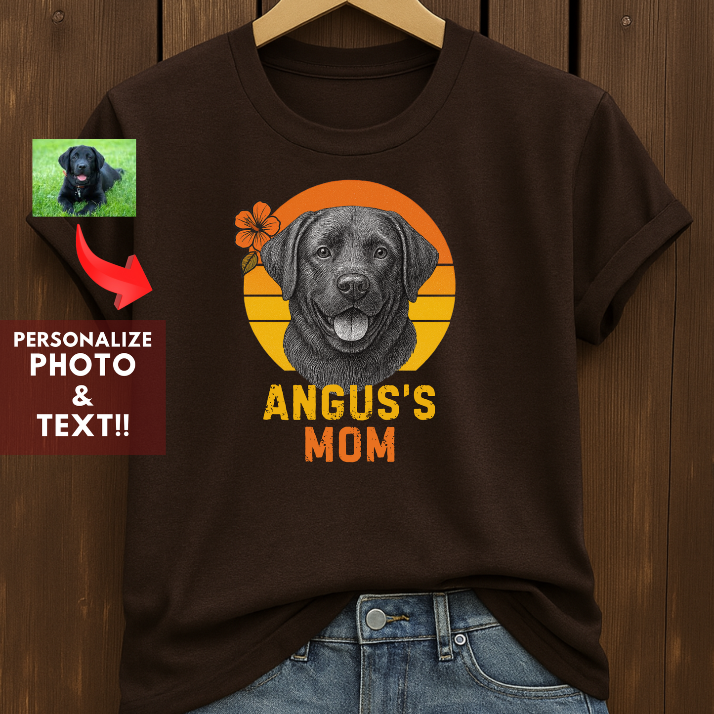 Personalized Dog Mom Shirt – Custom Pet Photo & Name Tee with Live Preview