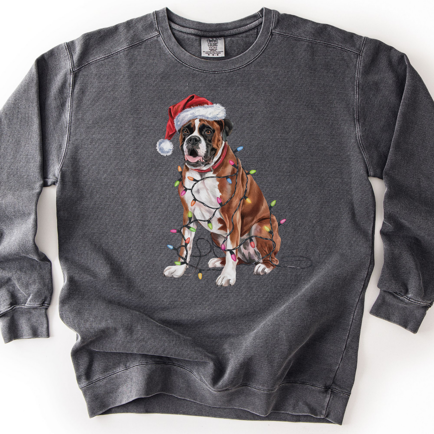 Boxer Christmas Lights Dog Sweatshirt