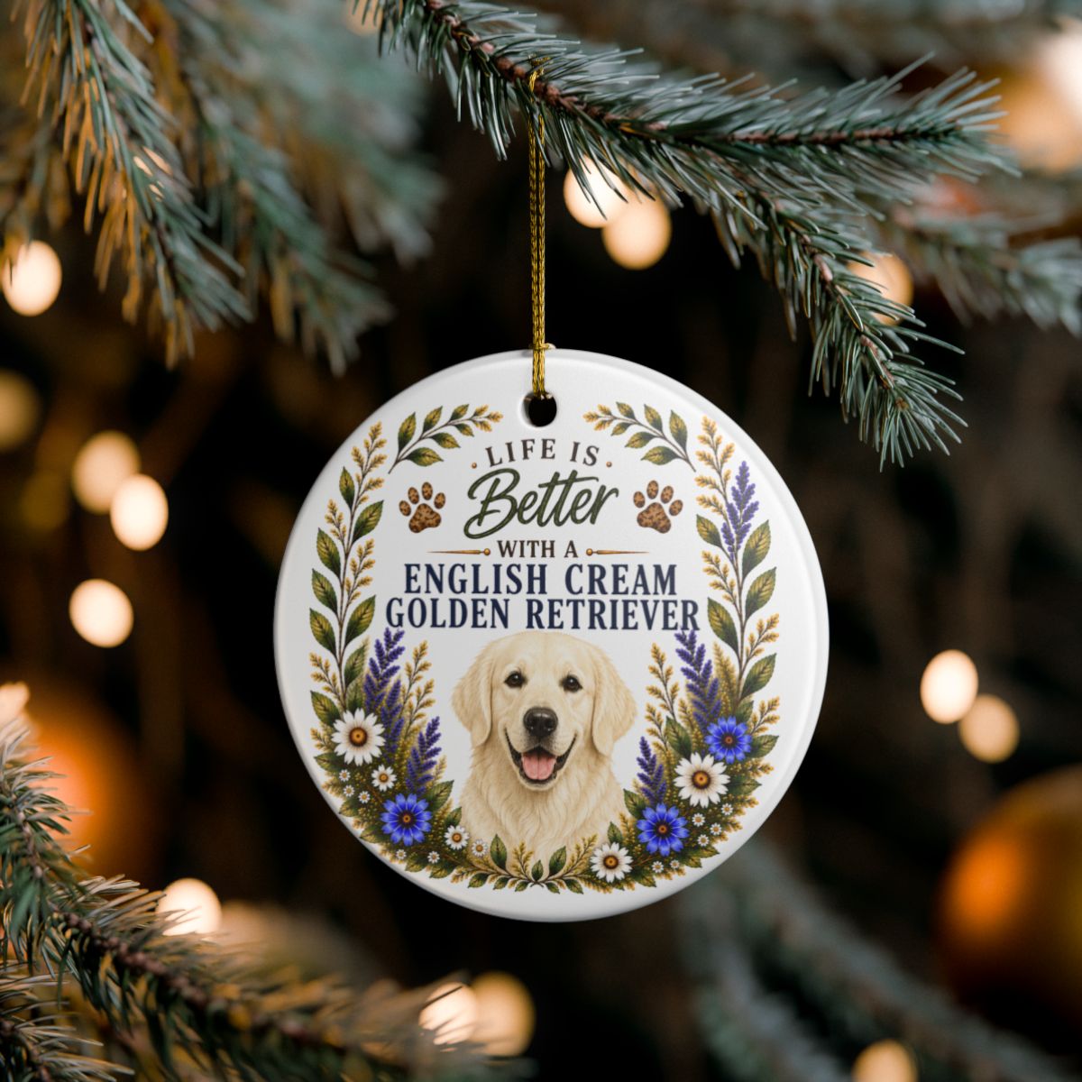 English Cream Golden Retriever Ornament, Dog Lover Gift, Golden Retriever Mom Keepsake