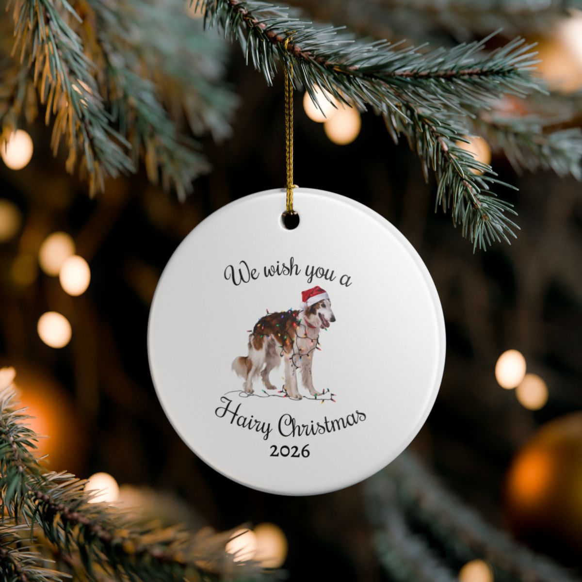 Christmas Borzoi Ornament, Christmas Lights Dog Keepsake, Christmas Dog, Borzoi Mom, Gift For Dog Lover, Borzoi