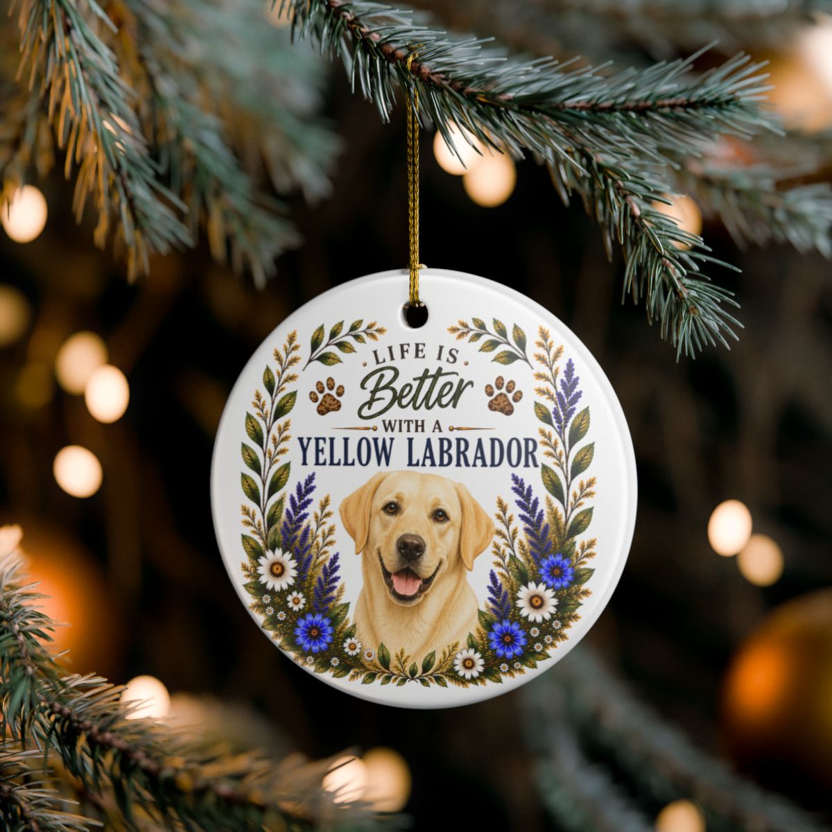 Yellow Lab Ornament - Life Is Better