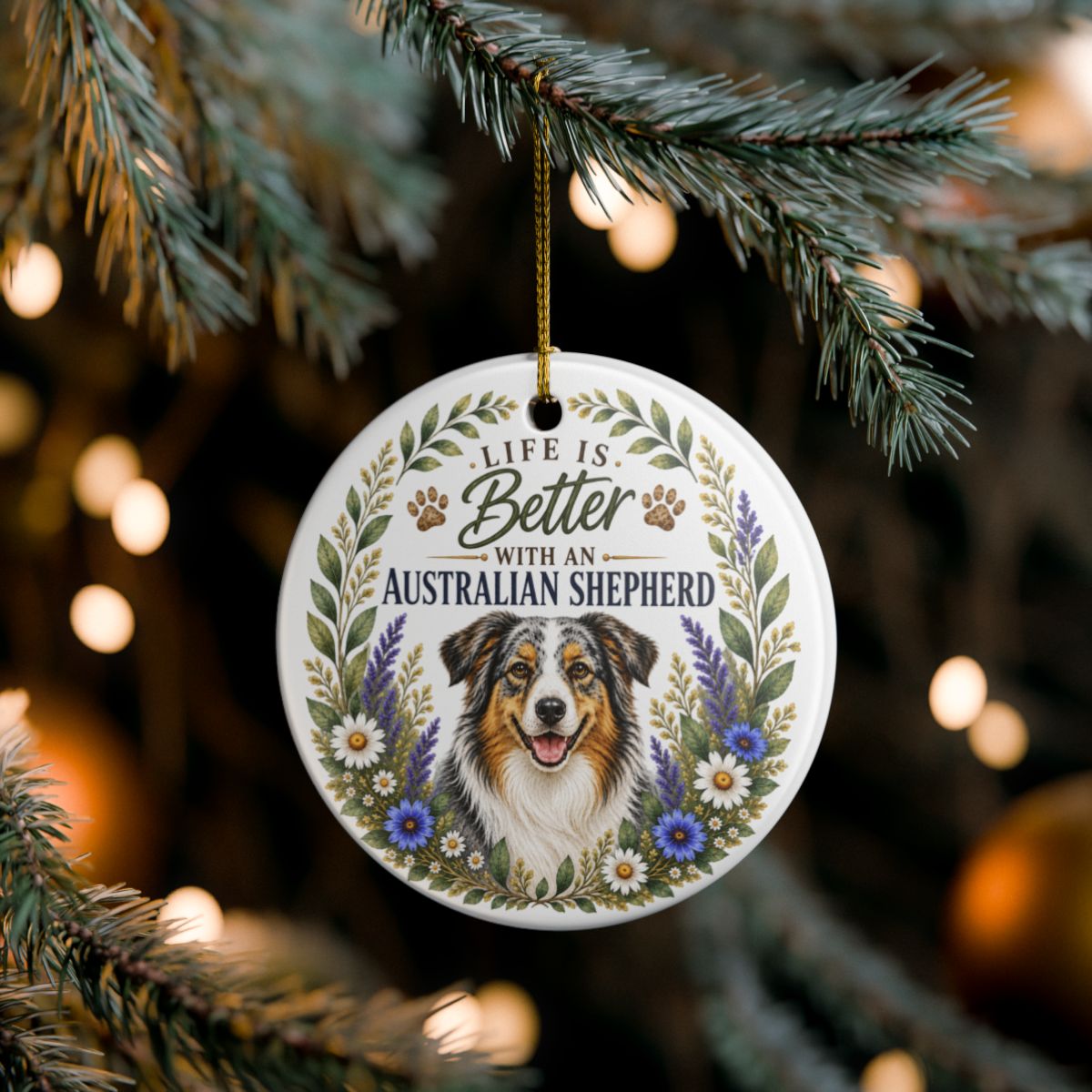 Australian Shepherd Ornament, Life Is Better With an Aussie, Dog Lover Gift