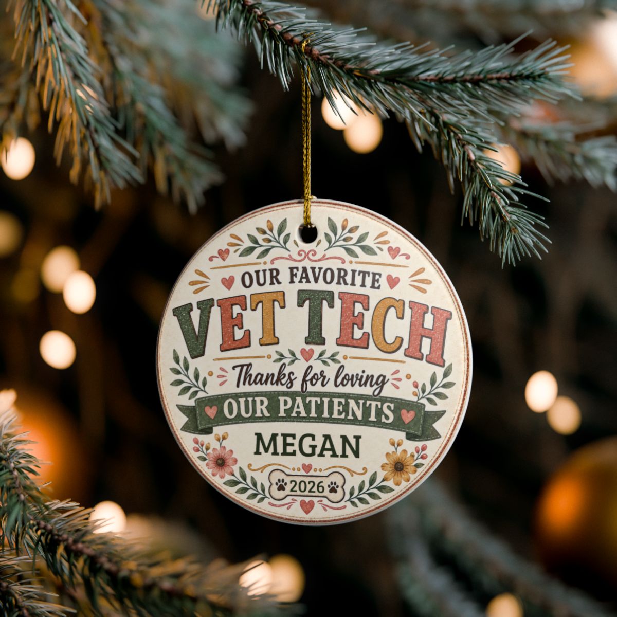 Personalized Vet Tech Ornament, Veterinary Technician Gift, Vet Clinic Coworker Christmas Gift