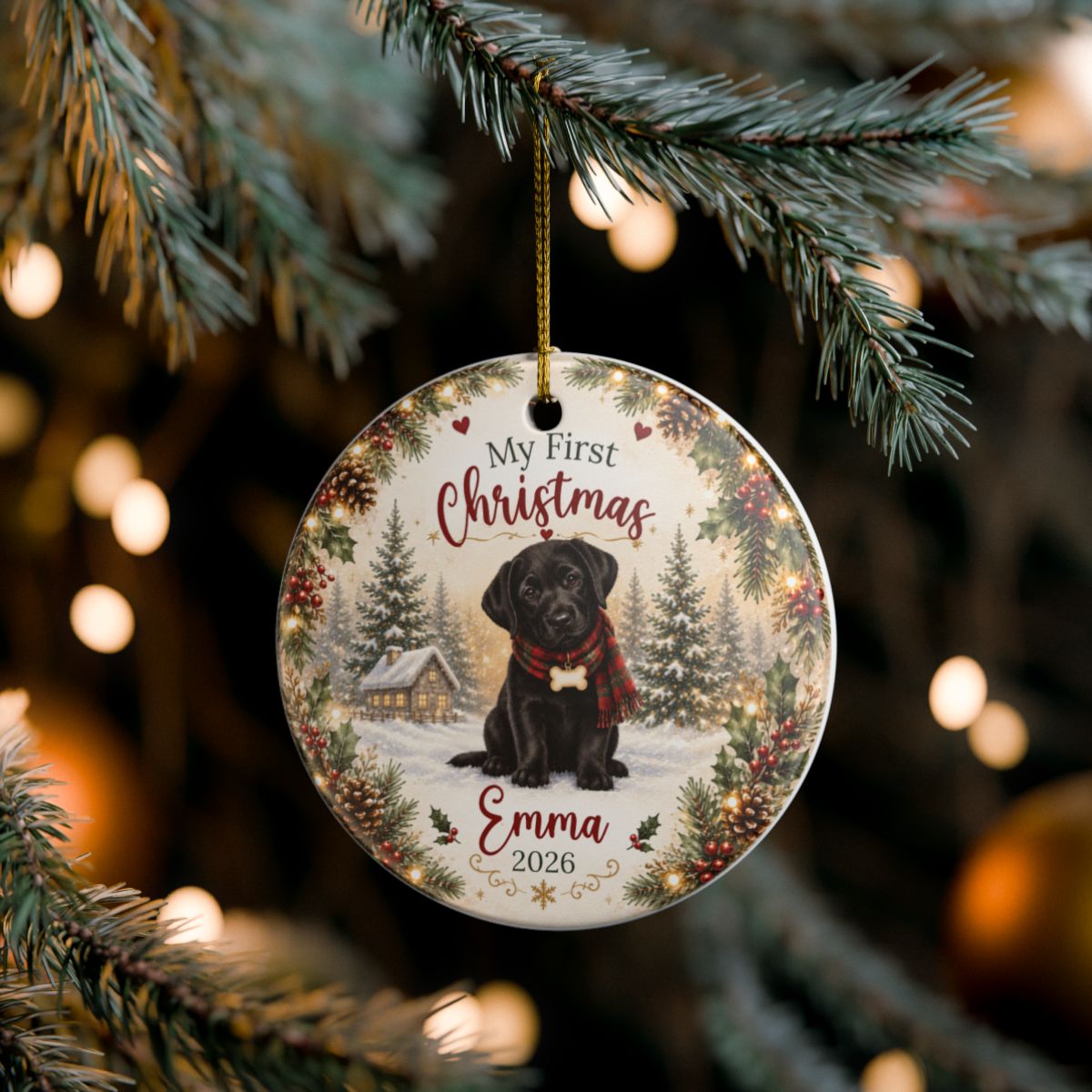 Personalized First Christmas Pet Ornament Custom Dog Memorial Photo Keepsake Gift