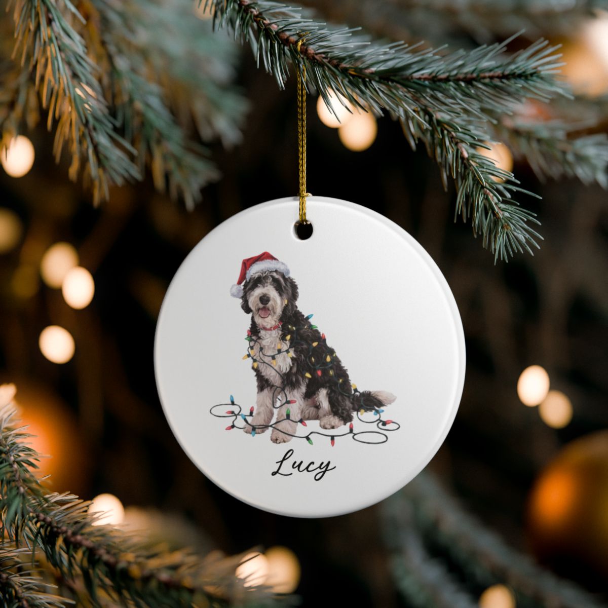 Personalized Labradoodle Ornament Custom Dog Keepsake Ceramic Holiday Decoration Pet Gift