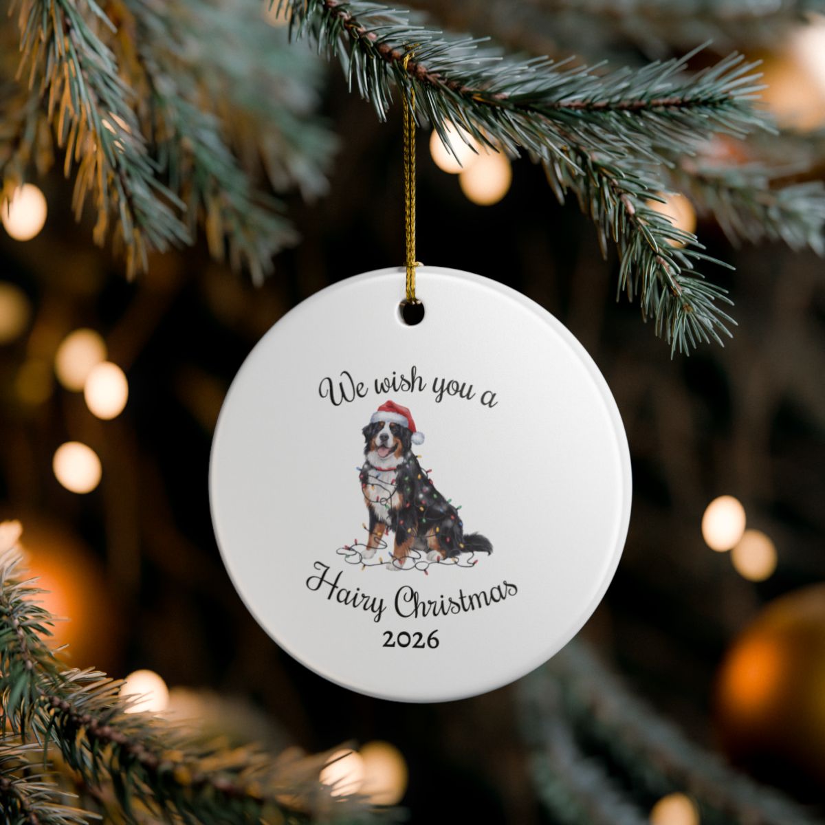 Christmas Bernese Mountain Dog Ornament, Christmas Lights Dog Keepsake, Christmas Dog, Bernese Mountain Dog Mom, Gift For Dog Lover