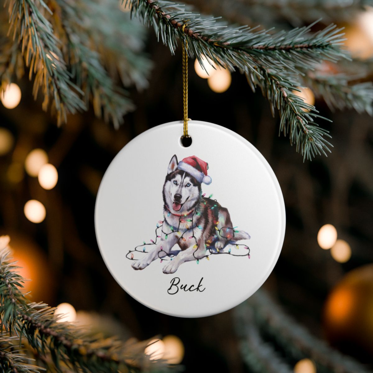 Siberian Husky Ornament Personalized Pet Gift, Custom Christmas Tree Decor